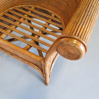 Rare split reed rattan chairs 4 x Stoel split reed 80 x 80 x diep 70. Zitdiepte 50 Zithoogte met kussen 47