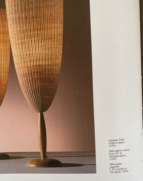 Marco Agnoli for Pierantonio Bonacina / Flûte / 2 x / XL 180 cm wicker floor lamps from 1991