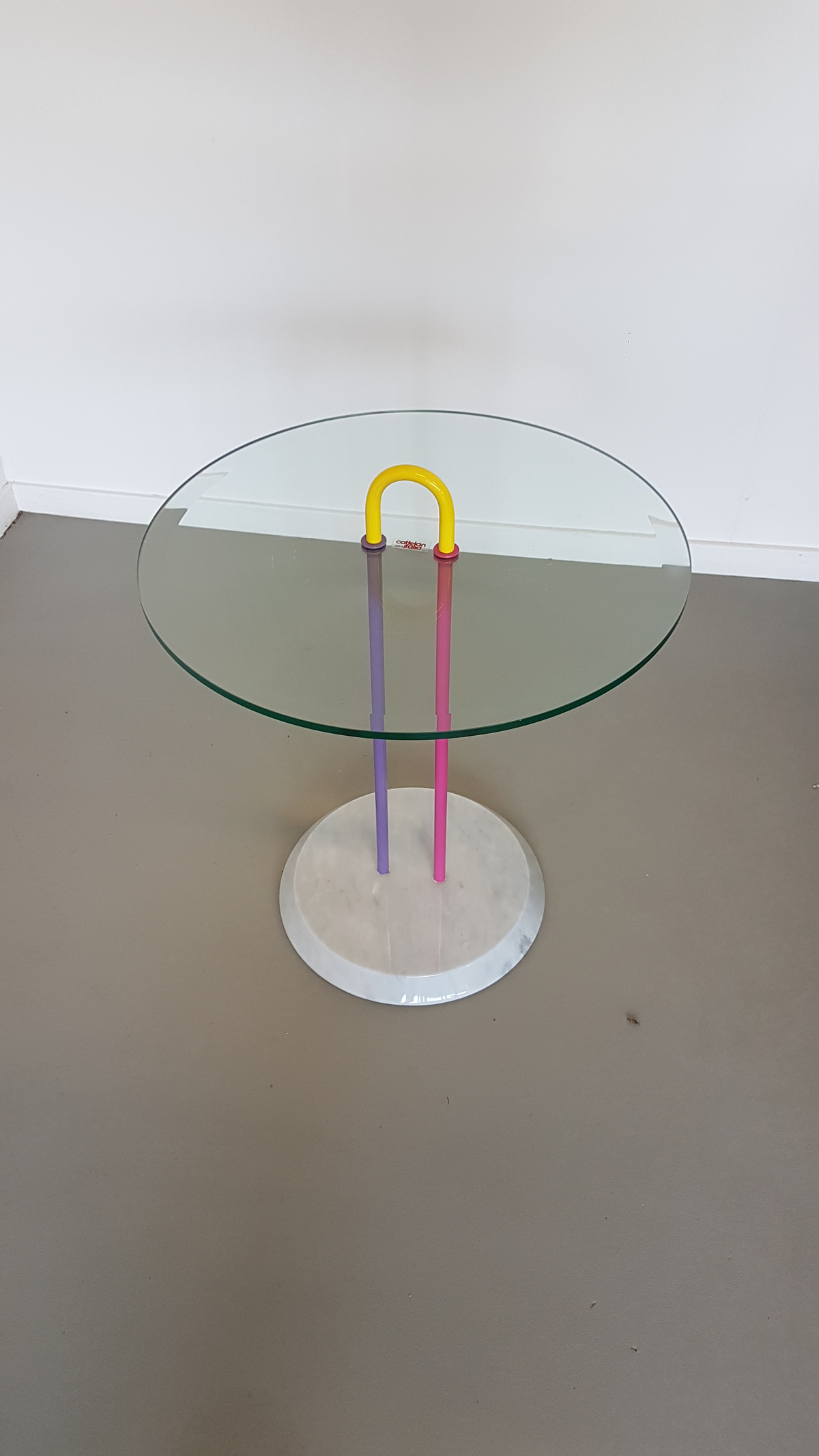 side table Cattelan Italy glass marble by Vico Magistretti